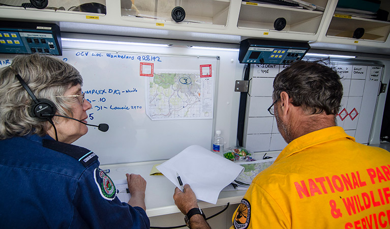 Joint operation with NPWS staff and NSW Rural Fire Service, Warrumbungle National Park. Photo: John Spencer