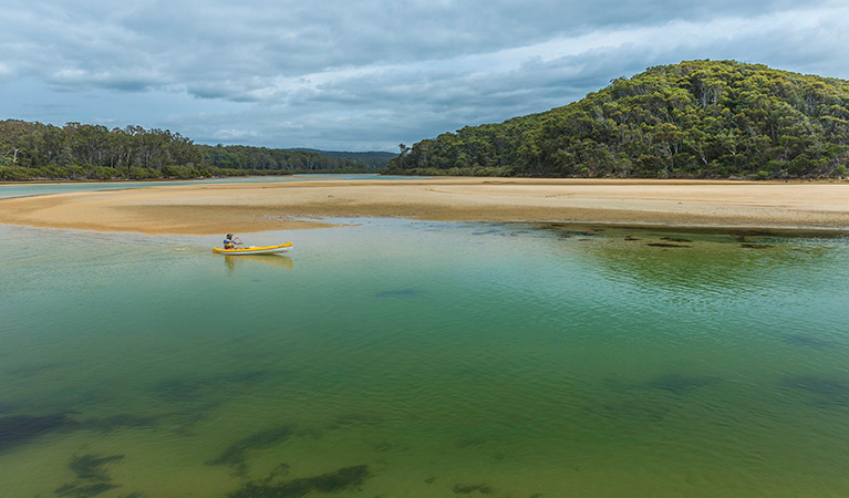 Person kayaking on Nelson Lagoon. Photo: David Finnegan &copy; OEH