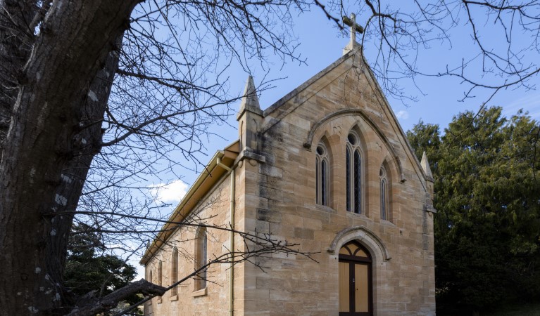 The exterior of St Bernard's Church in Hartley Historic Site. Photo: Jennifer Leahy &copy; DPIE
